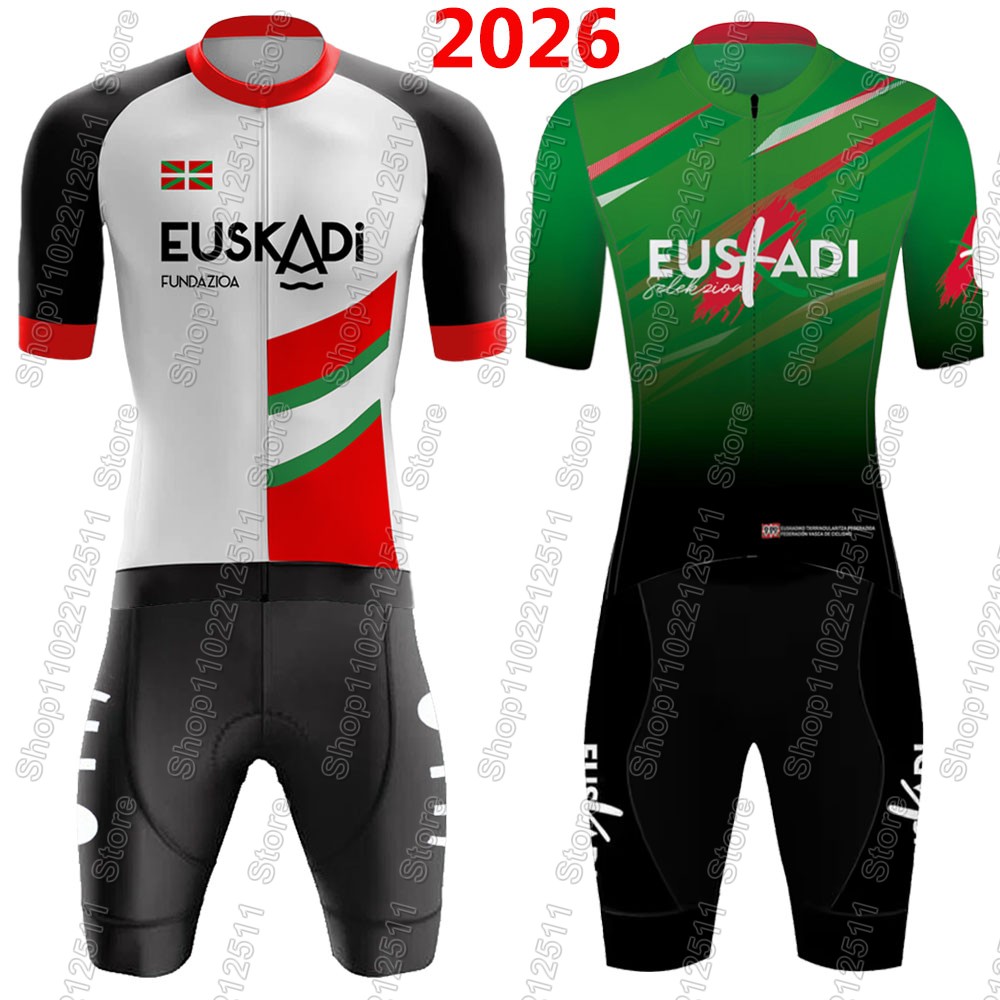Cycling Gear Jersey - ชุดเสื้อเจอร์ซีย์ปั่นจักรยานทีม Euskadi 2026 ชุดฤดูร้อนสเปน ชุดปั่นจักรยานเสือหมอบ เสื้อจักรยาน