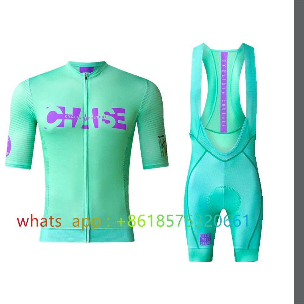 Cycling Bib Shorts - ชุดเสื้อเจอร์ซีย์จักรยาน Chaise Cycliste สำหรับผู้ชาย เสื้อแขนสั้นสำหรับจักรยานเสือภูเขา กางเกงขาสั้นแบบมีสายรัดเอว
