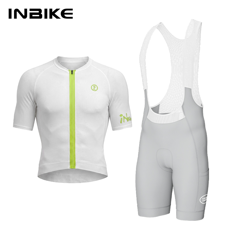 Cycling Bib Shorts - ชุดปั่นจักรยานมืออาชีพ INBIKE สำหรับผู้ชาย แขนสั้น พร้อมกางเกงขาสั้นแบบมีสายรัด –